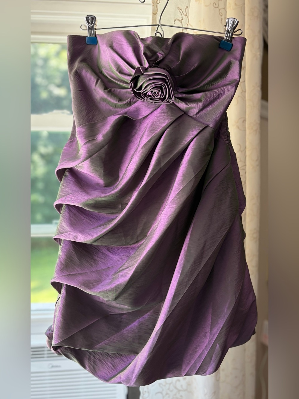 Leola Couture Strapless Iridescent Bubble Hem Coquette Party Dress Sz M EUC